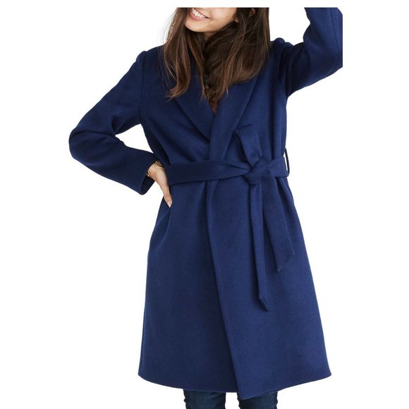 MADEWELL Jackets & Blazers - MADEWELL Shawl Collar Wrap Coat NIGHT SKY L